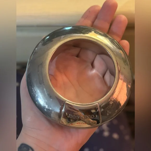 Jimmy Choo Chunky Bangle/ Bag Accessory, Silver - Picture 11 of 13